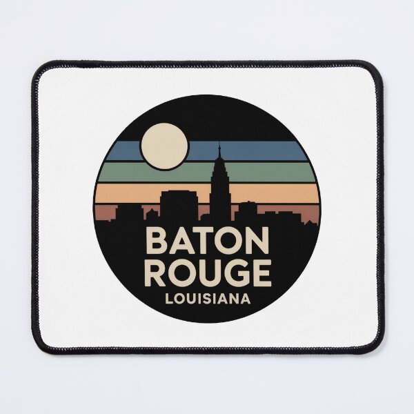 Item preview, Baton Rouge Louisiana: Muted Stripes Skyline Stacked Text Night designed and sold by CircinusStore.