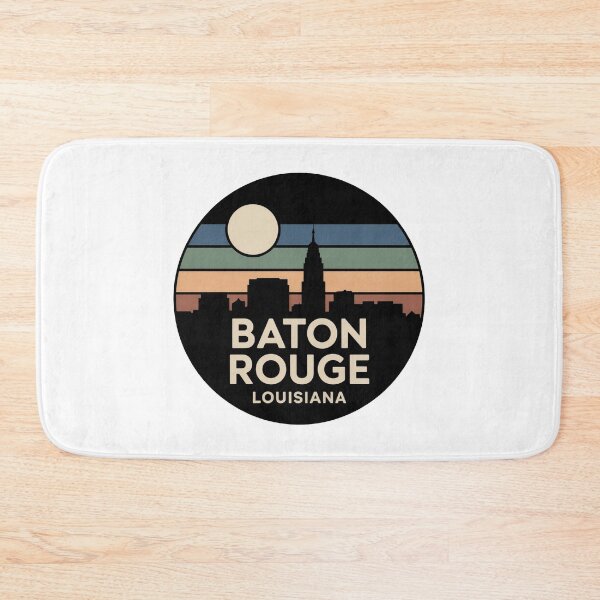 Item preview, Baton Rouge Louisiana: Muted Stripes Skyline Stacked Text Night  designed and sold by CircinusStore.