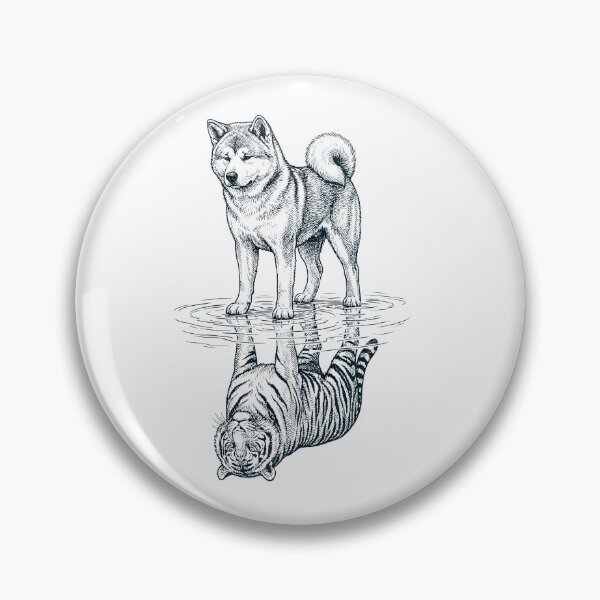 Artikelvorschau, Vintage Akita Reflection Tiger Hundeliebhaber entworfen und verkauft von DoodleTortle.