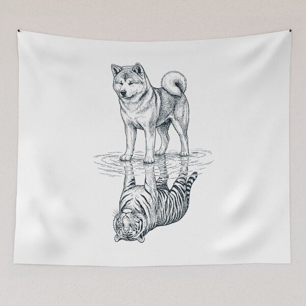 Item preview, Vintage Akita Reflection Tiger Dog Lover designed and sold by DoodleTortle.