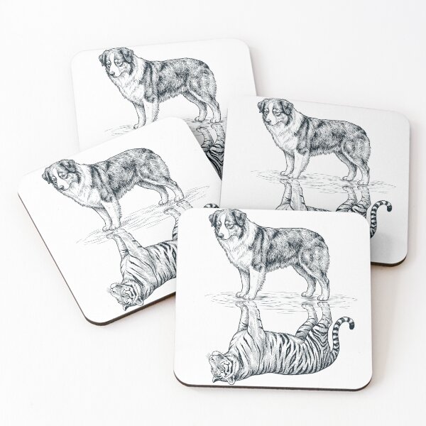 Item preview, Vintage Australian Shepherd Reflection Tiger Dog Lover designed and sold by DoodleTortle.