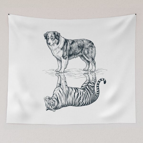Item preview, Vintage Australian Shepherd Reflection Tiger Dog Lover designed and sold by DoodleTortle.