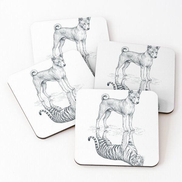 Item preview, Vintage Basenji Reflection Tiger Dog Lover designed and sold by DoodleTortle.