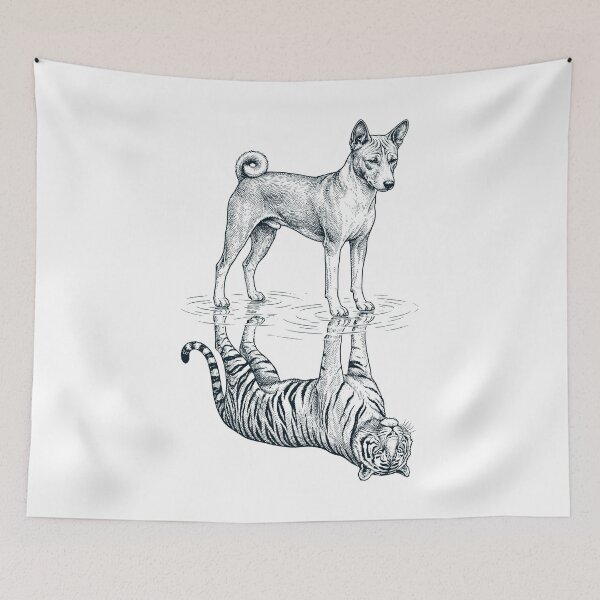 Item preview, Vintage Basenji Reflection Tiger Dog Lover designed and sold by DoodleTortle.