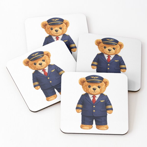 Item preview, Dapper Teddy Bear Pilot Captain - Aviation Mascot Illustration designed and sold by CuteBear87.