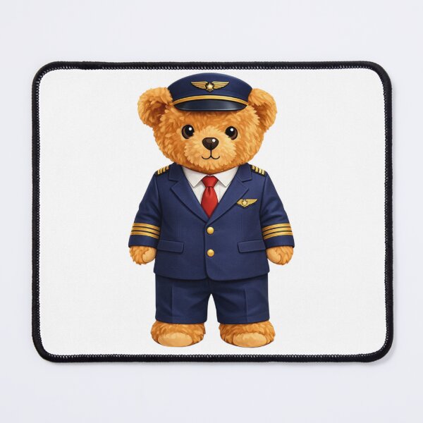 Item preview, Dapper Teddy Bear Pilot Captain - Aviation Mascot Illustration designed and sold by CuteBear87.