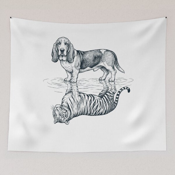 Item preview, Vintage Basset Hound Reflection Tiger Dog Lover designed and sold by DoodleTortle.