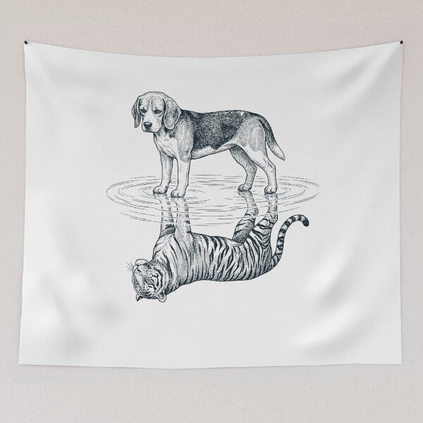 Item preview, Vintage Beagle Reflection Tiger Dog Lover designed and sold by DoodleTortle.