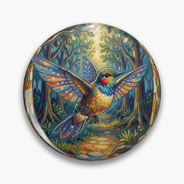 Item preview, Vibrant Hummingbird Flight – Colorful Fantasy Bird in Enchanted Forest designed and sold by FotoworldEdel.
