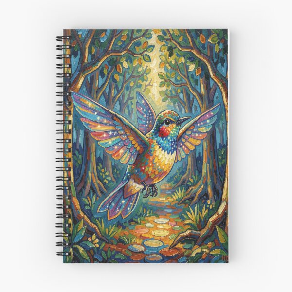 Item preview, Vibrant Hummingbird Flight – Colorful Fantasy Bird in Enchanted Forest designed and sold by FotoworldEdel.