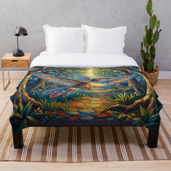 Item preview, Vibrant Hummingbird Flight – Colorful Fantasy Bird in Enchanted Forest designed and sold by FotoworldEdel.