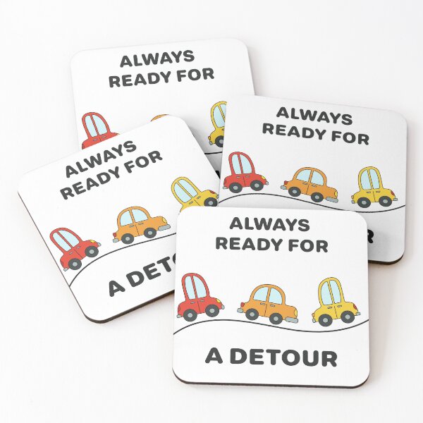 Item preview, Always ready for a detour – cute road trip cars illustration, funny travel quote designed and sold by ARTmast777.