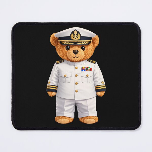 Item preview, Cute Navy Admiral Teddy Bear in White Officer Uniform Illustration designed and sold by CuteBear87.