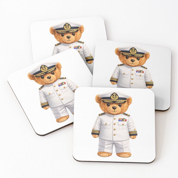 Item preview, Cute Navy Admiral Teddy Bear in White Officer Uniform Illustration designed and sold by CuteBear87.
