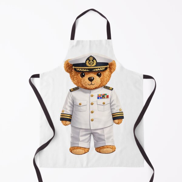 Item preview, Cute Navy Admiral Teddy Bear in White Officer Uniform Illustration designed and sold by CuteBear87.