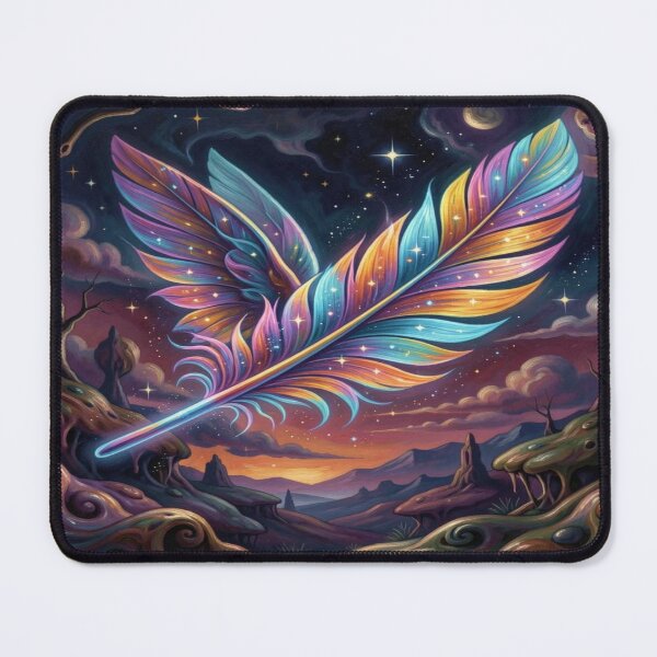 Item preview, Cosmic Feather Dream – Vibrant Fantasy Light in a Surreal Landscape designed and sold by FotoworldEdel.