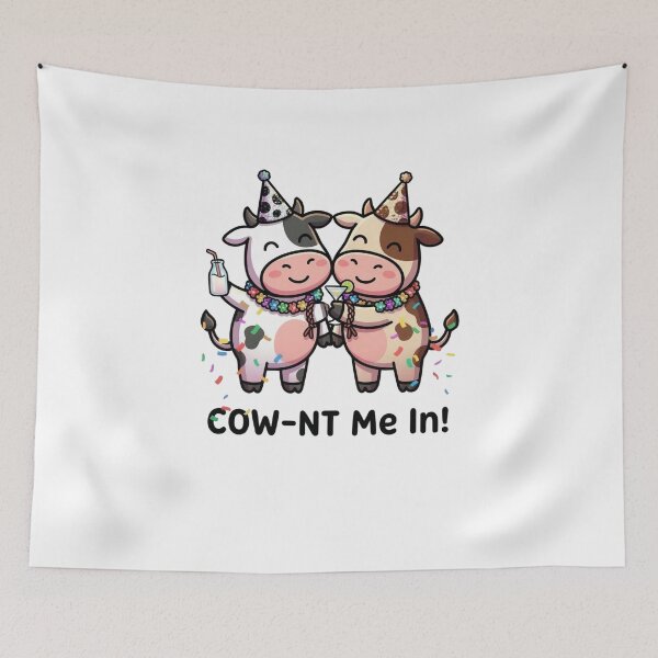 Item preview, Cow-nt Me In! Funny Party Cow Pun – Cute Cow Couple Celebration Cartoon designed and sold by aiqdelicia.