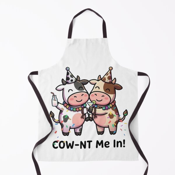 Item preview, Cow-nt Me In! Funny Party Cow Pun – Cute Cow Couple Celebration Cartoon designed and sold by aiqdelicia.