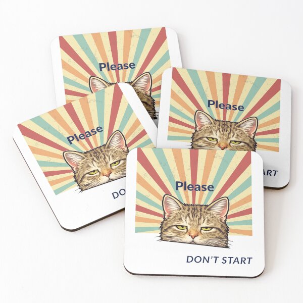 Item preview, Funny Cat "Please Don't Start" Retro Design | Sarcastic Cat Lover Gift designed and sold by PrintofAngel.