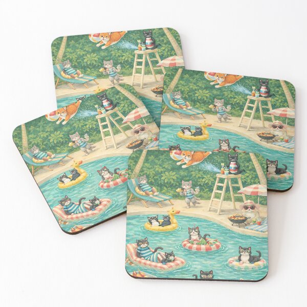 Item preview, Cats Gone Wild – Summer Pool Party Chaos designed and sold by SoftThreatCo .