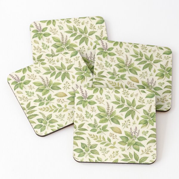 Item preview, Herbal Botanical Pattern – Organic Tulsi Neem Seamless Art designed and sold by OpenDreamArts.