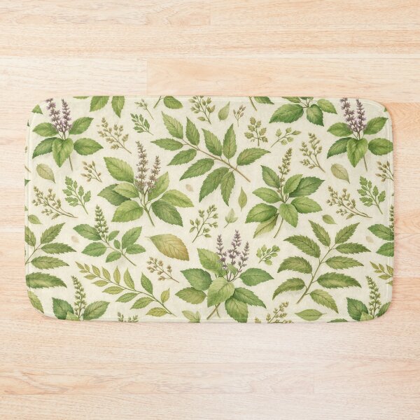 Item preview, Herbal Botanical Pattern – Organic Tulsi Neem Seamless Art designed and sold by OpenDreamArts.
