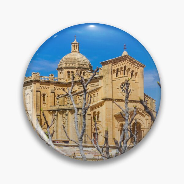 Item preview, Sunlit Stone Basilica On The Maltese Coast With Blue Sky And Bare Spring Branches In Foreground designed and sold by Nmallia.