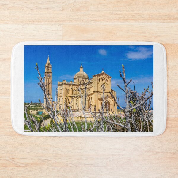 Item preview, Sunlit Stone Basilica On The Maltese Coast With Blue Sky And Bare Spring Branches In Foreground designed and sold by Nmallia.