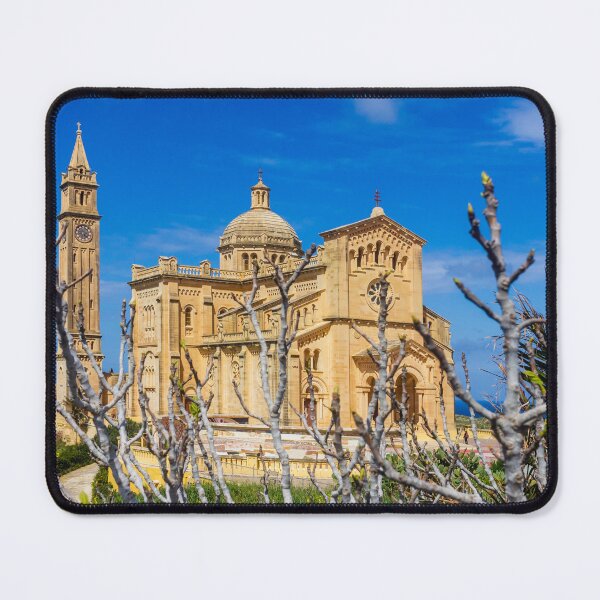 Item preview, Sunlit Stone Basilica On The Maltese Coast With Blue Sky And Bare Spring Branches In Foreground designed and sold by Nmallia.