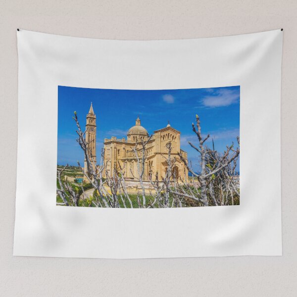 Item preview, Sunlit Stone Basilica On The Maltese Coast With Blue Sky And Bare Spring Branches In Foreground designed and sold by Nmallia.