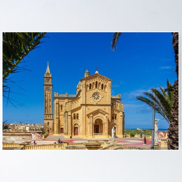 Item preview, Sunlit Stone Basilica On The Maltese Coast With Blue Sky And Bare Spring Branches In Foreground designed and sold by Nmallia.