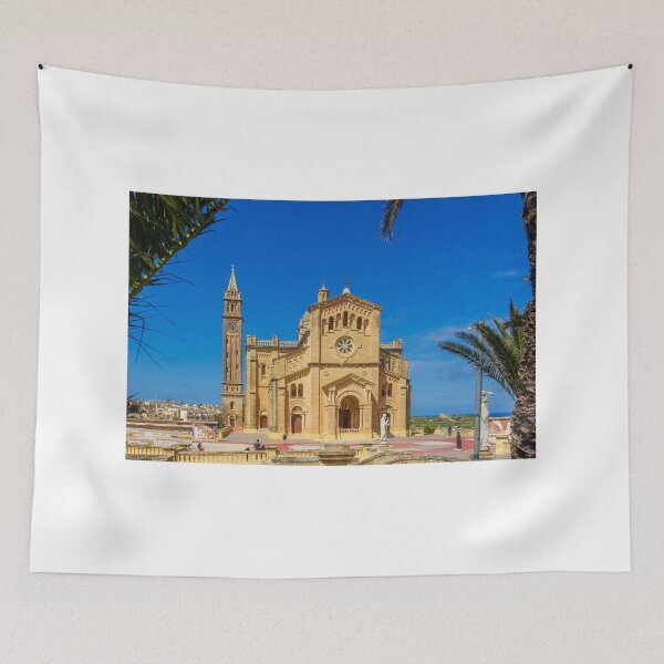 Item preview, Sunlit Stone Basilica On The Maltese Coast With Blue Sky And Bare Spring Branches In Foreground designed and sold by Nmallia.