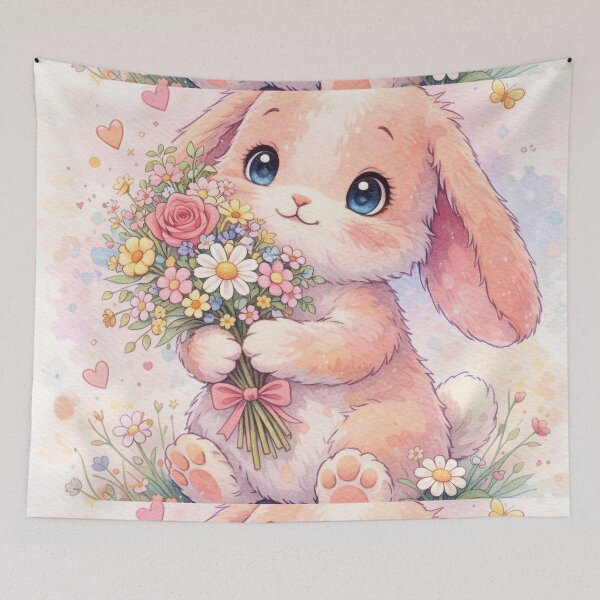 Item preview, Cute Pastel Bunny With Flowers Dreamy Magical Aesthetic Design designed and sold by Sadia  Jannat.