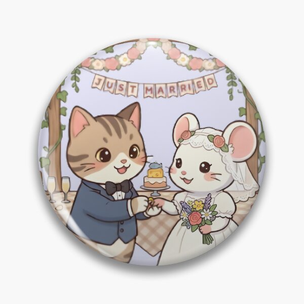 Item preview, Cute Cat and Mouse Wedding - Kawaii Just Married Art designed and sold by WalterAdd.