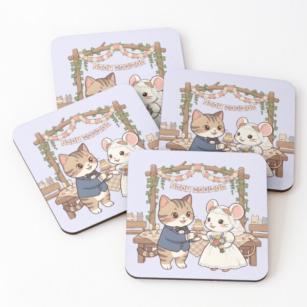 Item preview, Cute Cat and Mouse Wedding - Kawaii Just Married Art designed and sold by WalterAdd.
