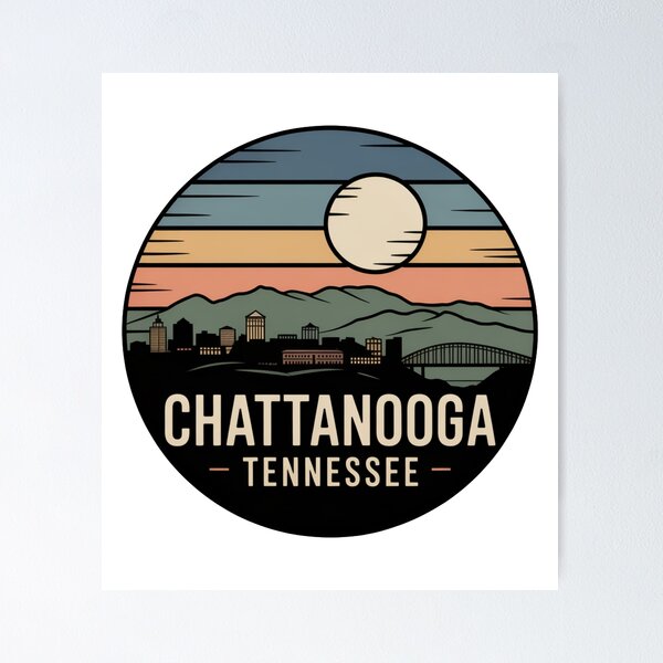 Item preview, Chattanooga Tennessee: Skyline Mountains Bridge Textured Moon designed and sold by CircinusStore.
