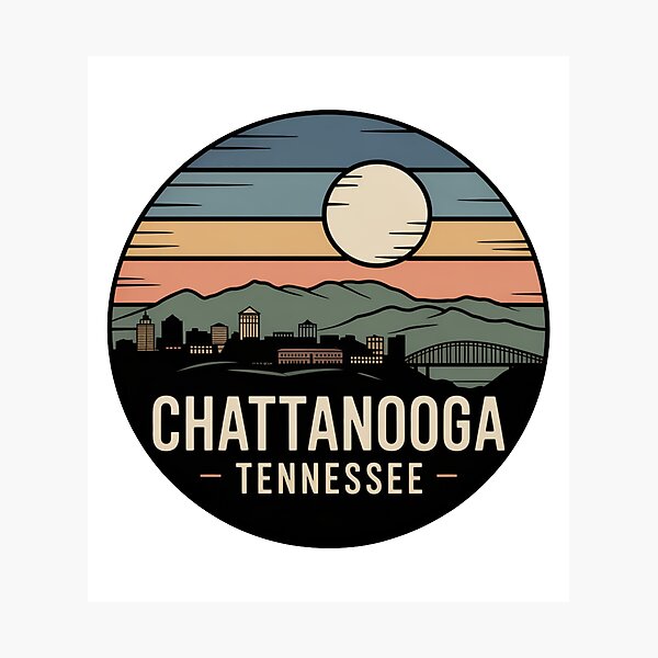 Item preview, Chattanooga Tennessee: Skyline Mountains Bridge Textured Moon designed and sold by CircinusStore.