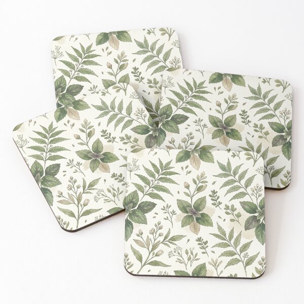 Item preview, Ayurvedic Herbal Seamless Pattern – Tulsi & Neem Botanical Design designed and sold by OpenDreamArts.