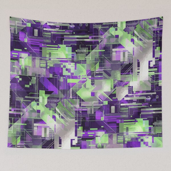 Item preview, Neon Glitch Geometry in Cyberpunk Grid Chaos designed and sold by RidaSalArt.