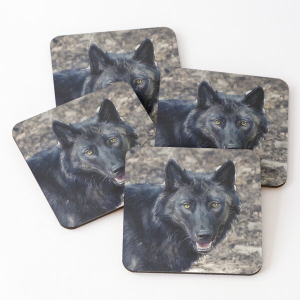 Item preview, Black Wolf with Golden Eyes – Wildlife Photography Transformed into Pictorial Art  designed and sold by M.ALK.Watercolor.