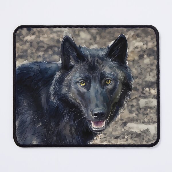 Item preview, Black Wolf with Golden Eyes – Wildlife Photography Transformed into Pictorial Art  designed and sold by M.ALK.Watercolor.