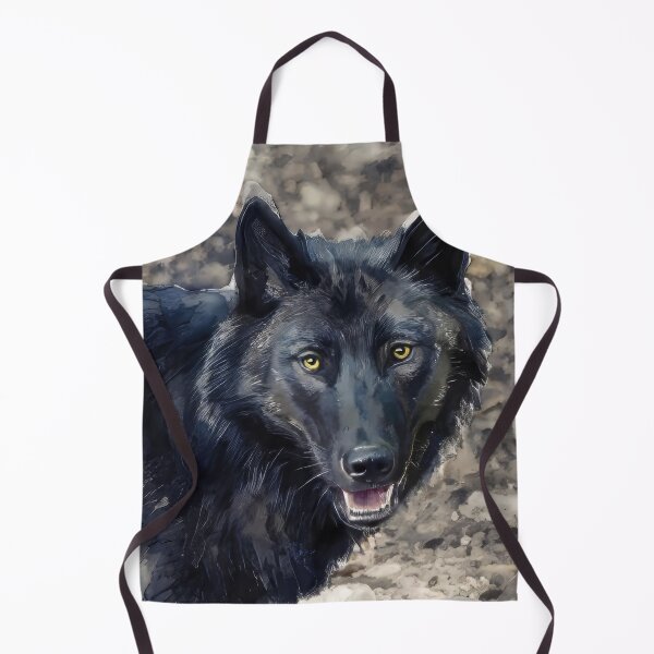 Item preview, Black Wolf with Golden Eyes – Wildlife Photography Transformed into Pictorial Art designed and sold by M.ALK.Watercolor.