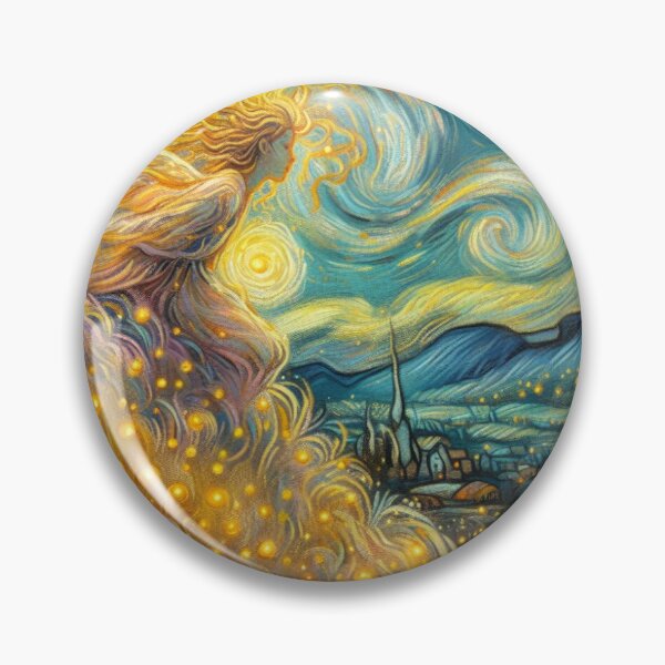 Item preview, Starry Spirit Light – Cosmic Figure in Van Gogh Inspired Night Sky designed and sold by FotoworldEdel.