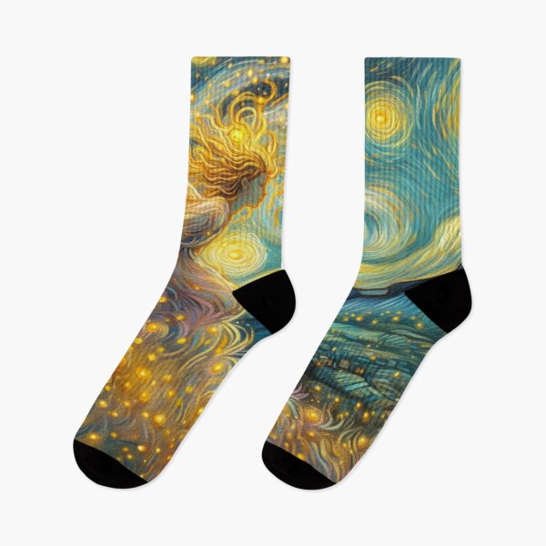 Item preview, Starry Spirit Light – Cosmic Figure in Van Gogh Inspired Night Sky designed and sold by FotoworldEdel.