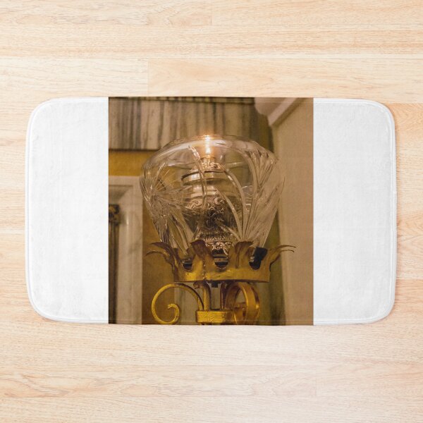 Item preview, Ornate Antique Glass Lamp With Gold Metal Stand and Warm Glowing Light in Interior designed and sold by Nmallia.