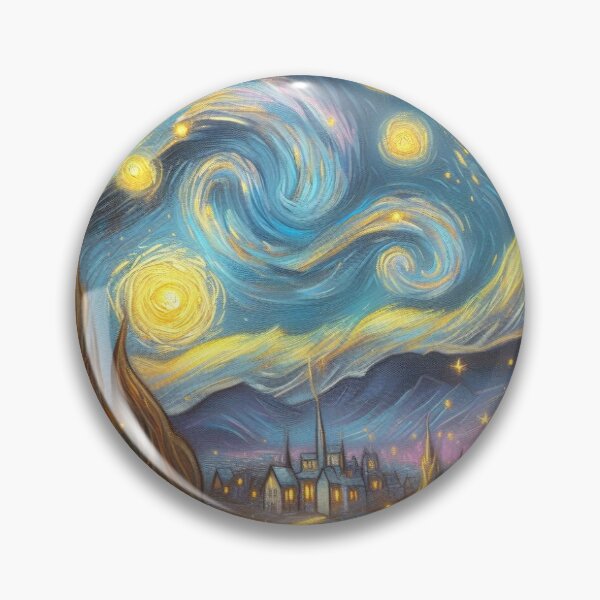 Item preview, Starry Night Village – Swirling Sky in Van Gogh Inspired Dreamscape designed and sold by FotoworldEdel.