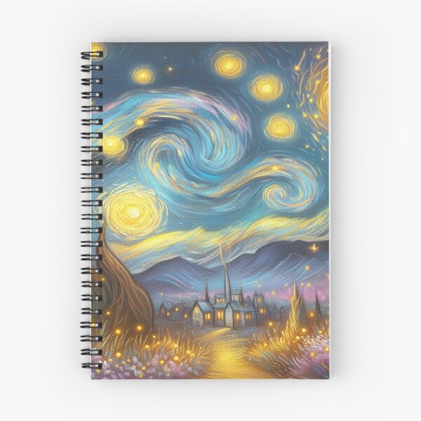 Item preview, Starry Night Village – Swirling Sky in Van Gogh Inspired Dreamscape designed and sold by FotoworldEdel.