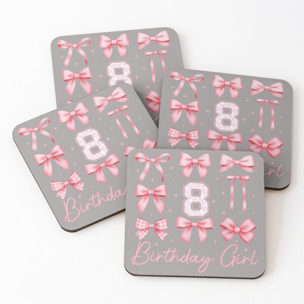Item preview, 8th Birthday Girl Coquette Bow Pink Floral Toile 8 Year Old designed and sold by KathieFaugh.