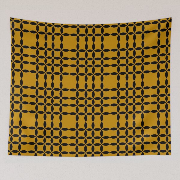 Item preview, Ochre flower chain geometric seamless repeating pattern designed and sold by SeamlessDsign.