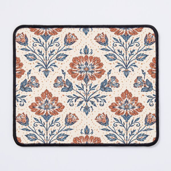 Item preview, Jaipur Block Print Floral Pattern – Indigo & Rust Seamless Design designed and sold by OpenDreamArts.